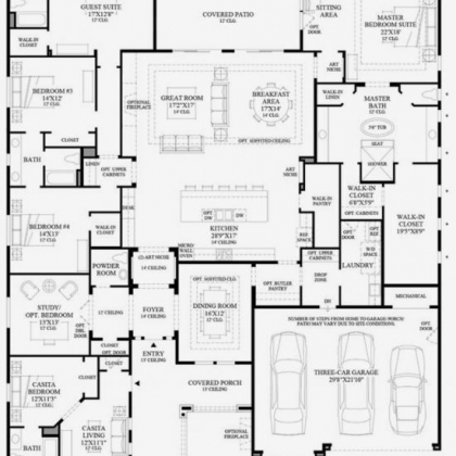 Home Floor Plan with 3 car garage